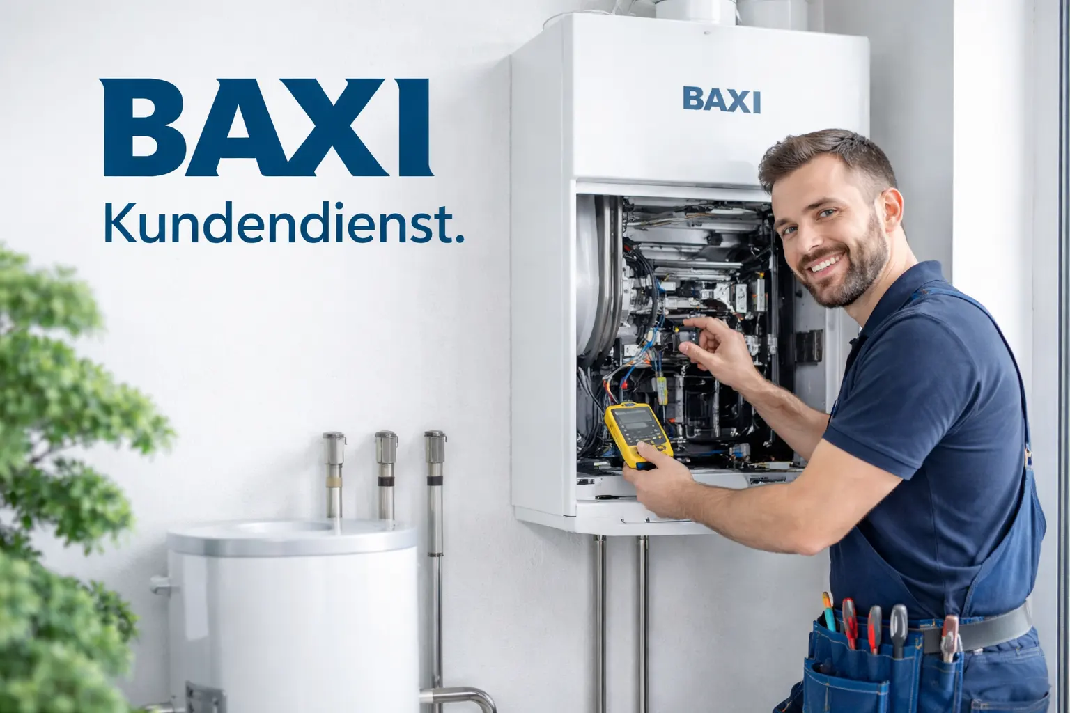 Techniker bei Baxi Kundendienst und Reparatur einer Gastherme in Wien