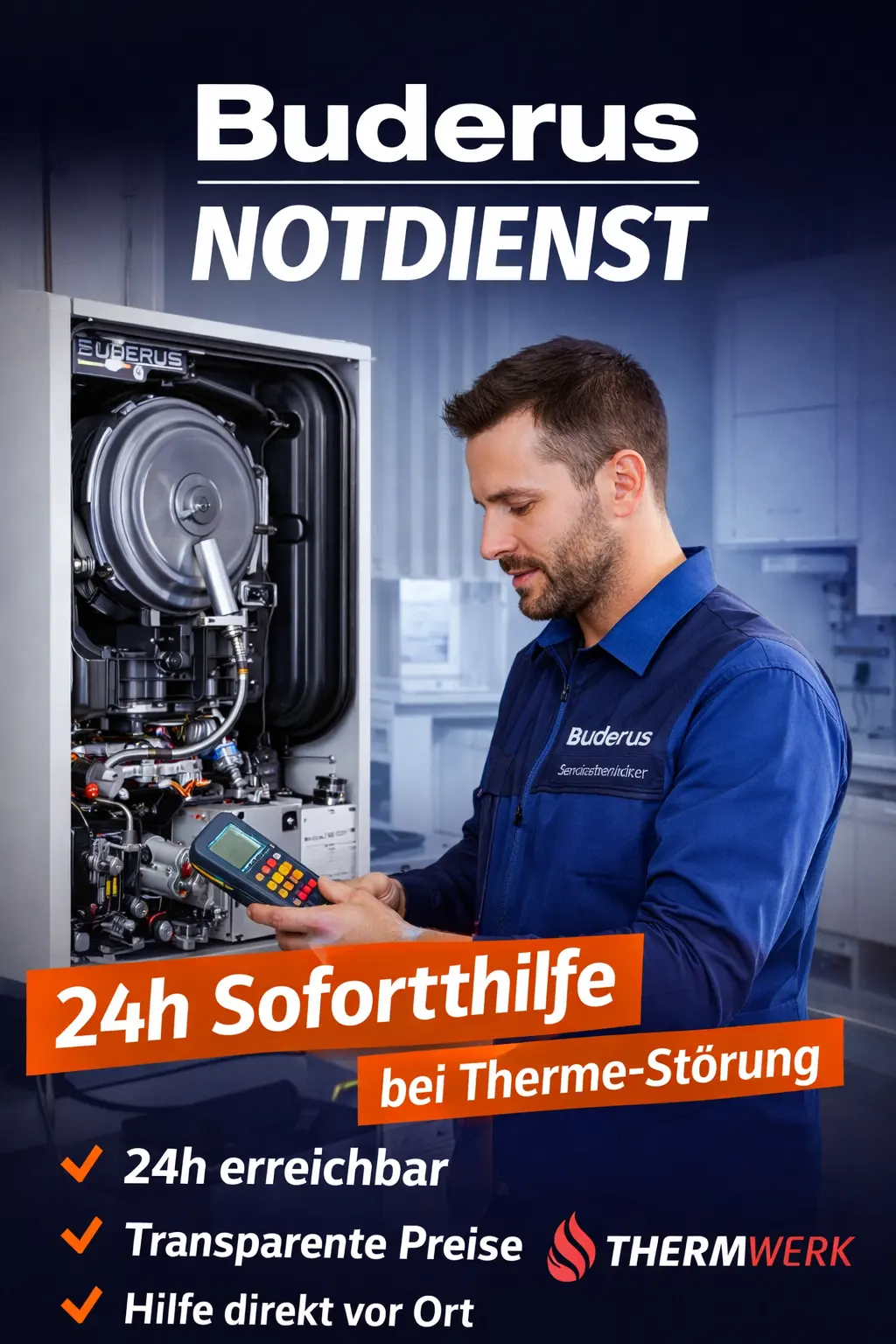 Buderus Notdienst Wien Techniker repariert Gastherme